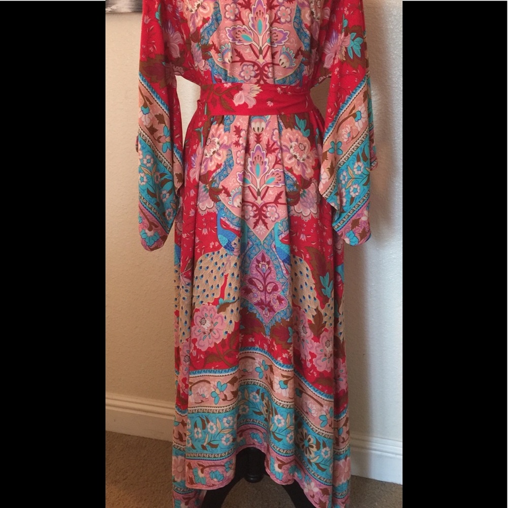 Lotus Gypsy Peacock Kimono Maxi Dress - Picture 7 of 10